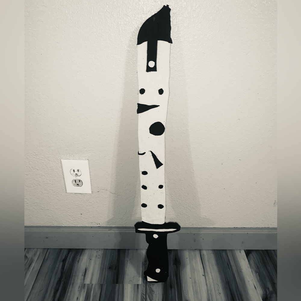 Jason Voorhees Handmade wooden sign Black & white fabric